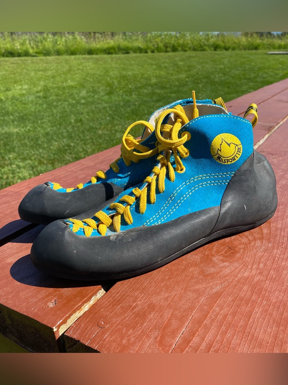 La Sportiva Climbing Shoe 43 High Top VTG 90s Leather Made In Italy Blue Mens 10